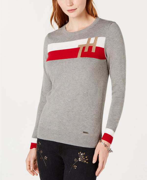 Tommy Hilfiger Womens Colorblock Monogram Sweater