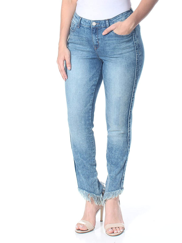 William Rast Womens Perfect Skinny Frayed Asymmetrical Jeans