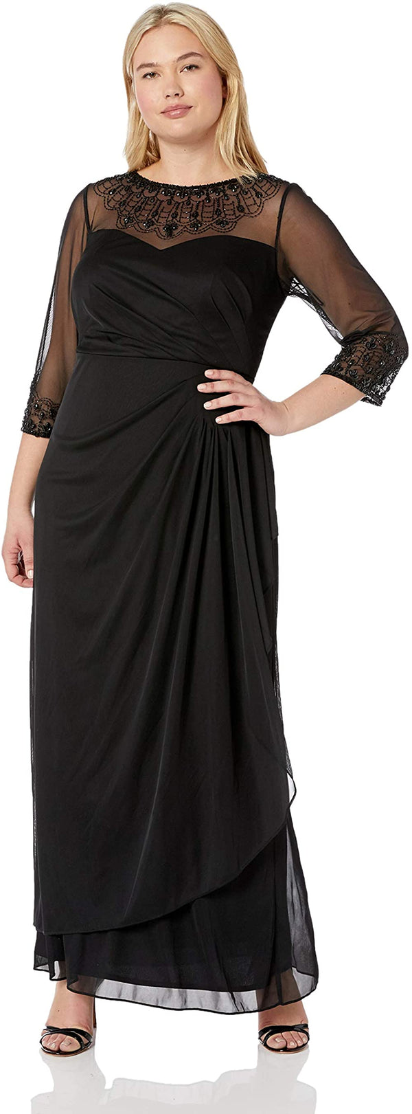 Alex Evenings Womens Plus Size Embellished Sweetheart Gown