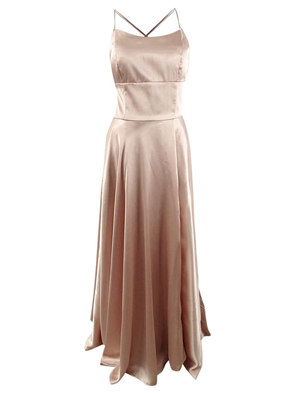 Betsy & Adam Womens Satin Strappy Back Gown