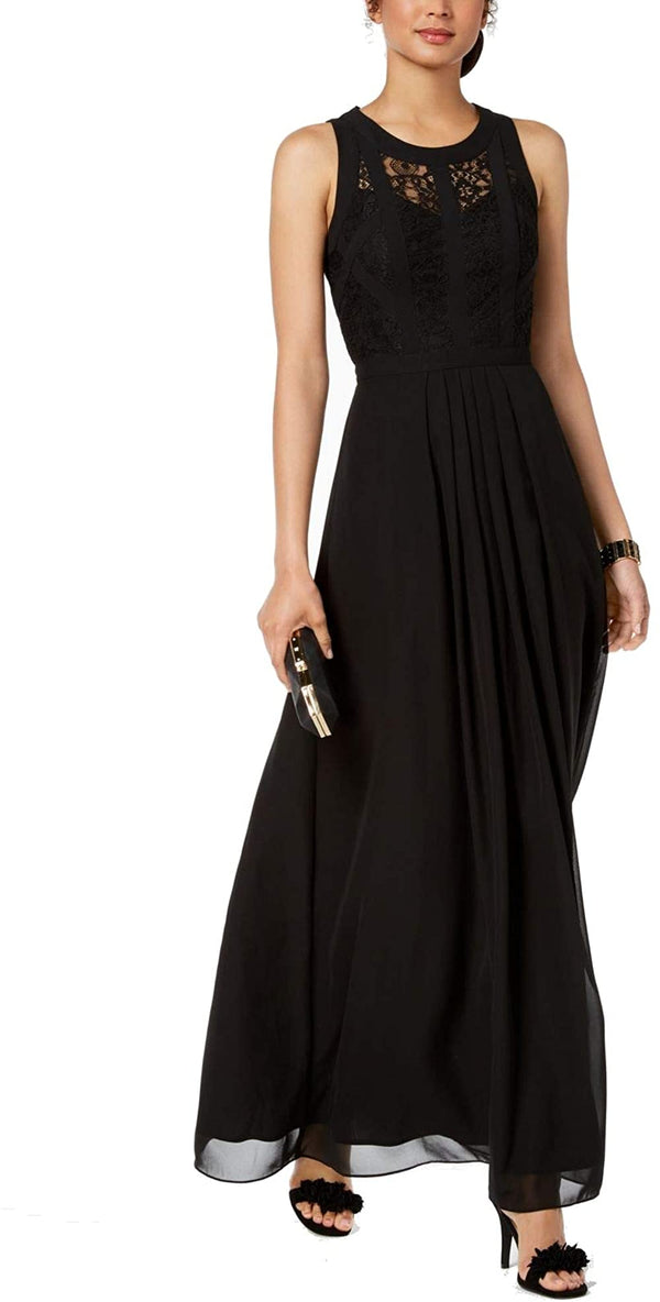 Betsy & Adam Womens Caged Lace Gown