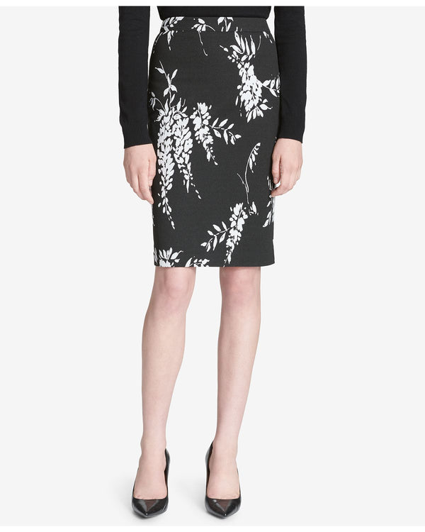 Calvin Klein Womens Jacquard Printed Pencil Skirt