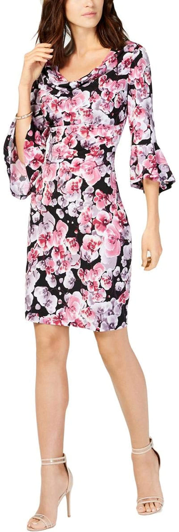 Connected Apparel Womens Floral Print A Line Dress