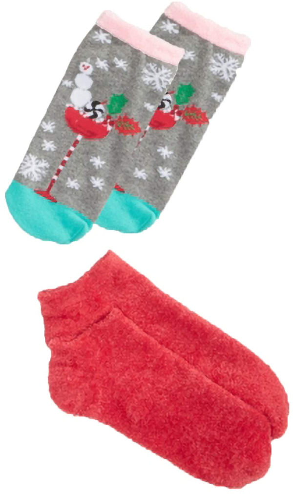 HUE Womens Ultra Comfy Xmas Festive Design Ankle Socks Gift Box Set 2 Pairs