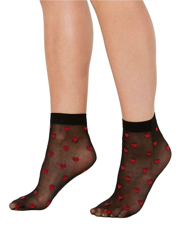 INC International Concepts Womens Sheer Heart Anklet Socks