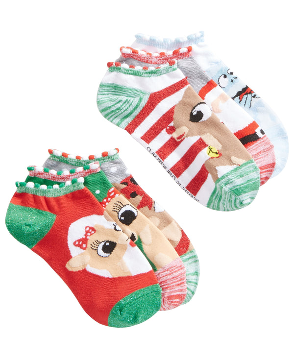 Planet Sox Womens 6 Pack No Show Rudolph Socks