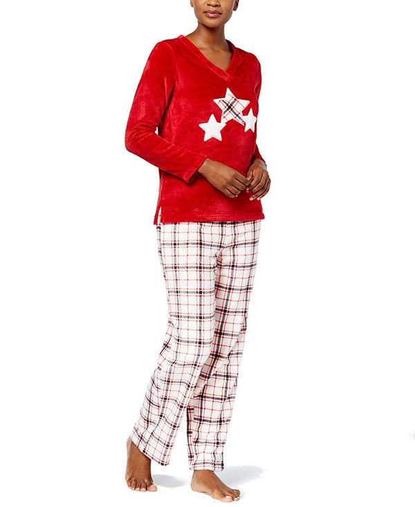 allbrand365 designer brand Womens Plush Applique Pajama Set