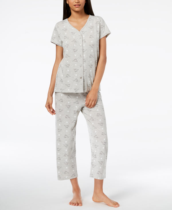 Charter Club Womens Cotton Printed Pajama 2 Piece Set