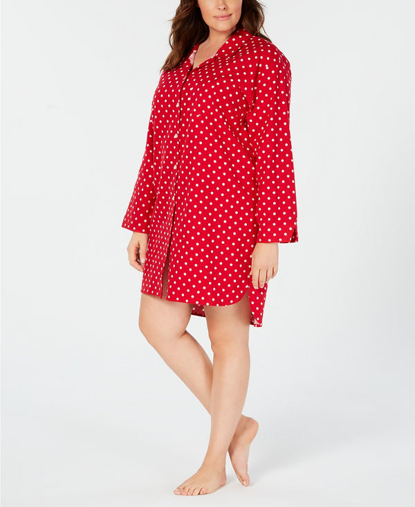 allbrand365 designer brand Womens Plus Size Flannel Sleepshirt