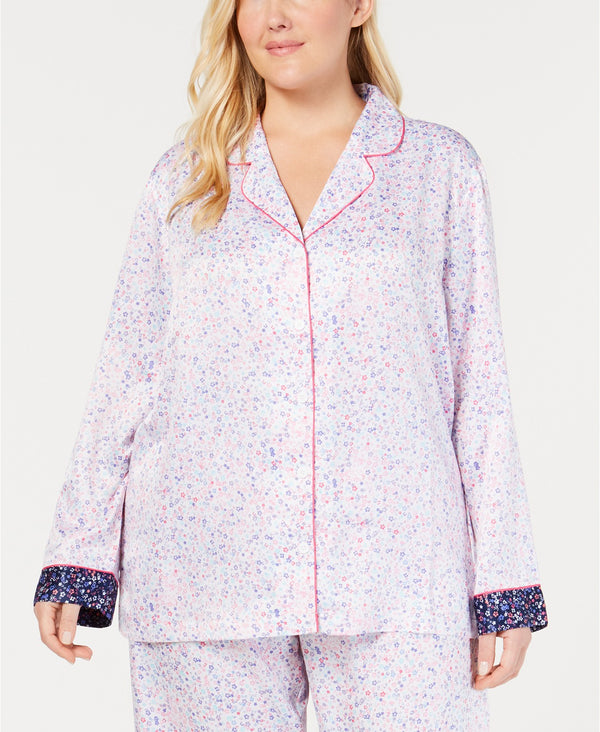 allbrand365 designer brand Womens Notch Collar Pajama Top