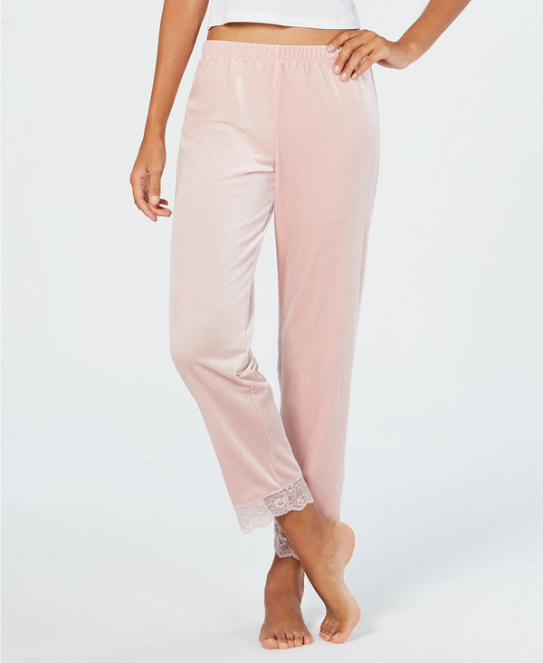 INC International Concepts Womens Lace Trim Printed Velvet Pajama Pants