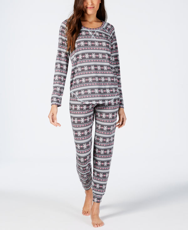 Jenni By Jennifer Moore Womens Printed Soft Pajama 2 Piece Set Fairisle Large