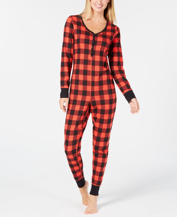 Jenni By Jennifer Moore Womens Thermal One-Piece Pajama Buffalo Check X-Large