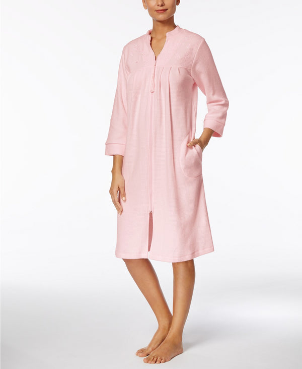 Miss Elaine Womens Embroidered Waffle Robe