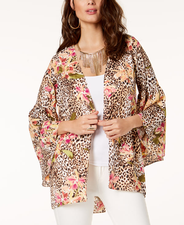 Thalia Sodi Womens Mixed Print Open Front Kimono
