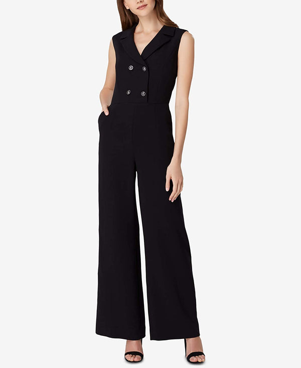Tahari Asl Womens Double Breasted Jumpsuit