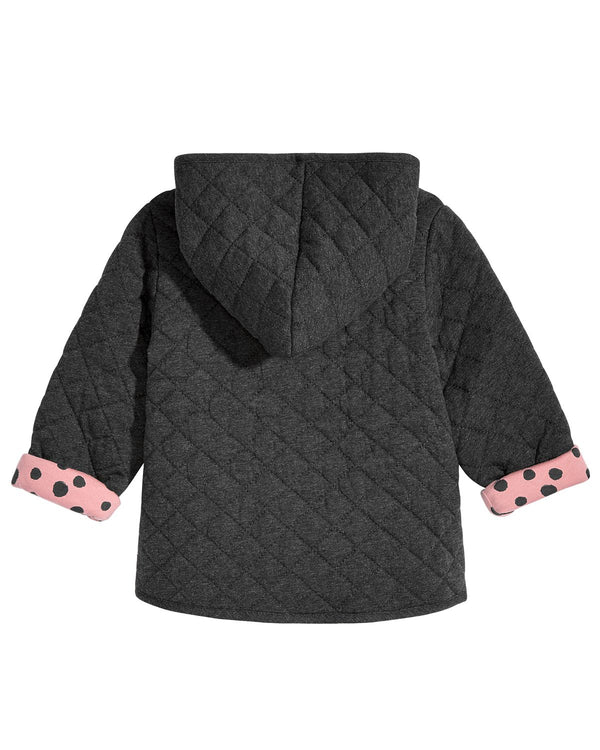 First Impressions Infant Girls Quilted Dot Print Reversible Jacket