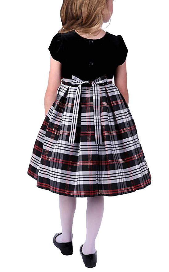 Jona Michelle Little Kid Girls Special Occasion Dress Black/White/Red Plaid 5
