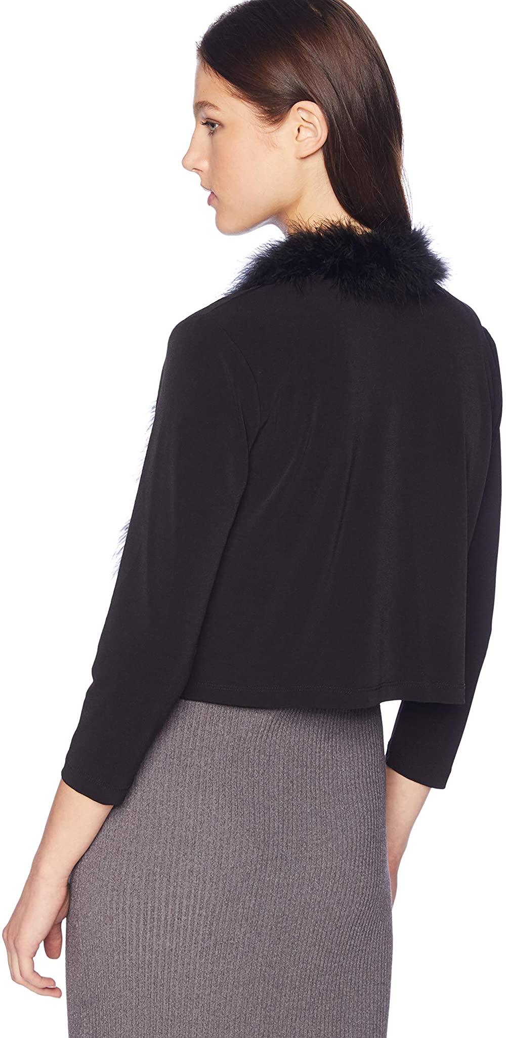 Calvin Klein Womens Faux Fur Trim Shrug