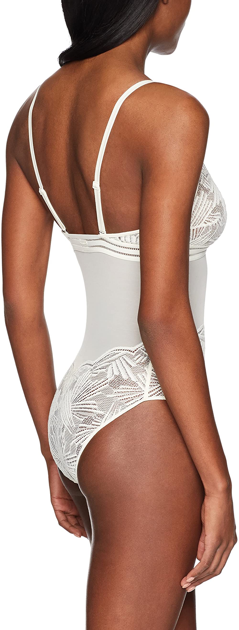 Calvin Klein Womens Perfectly Fit Mesh And Lace Bodysuit
