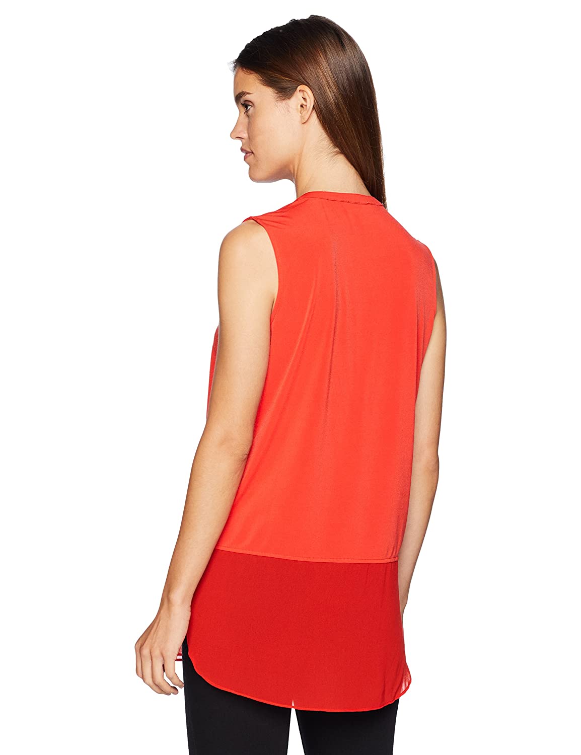 Calvin Klein Womens Sheer Hem Sleeveless Shirt