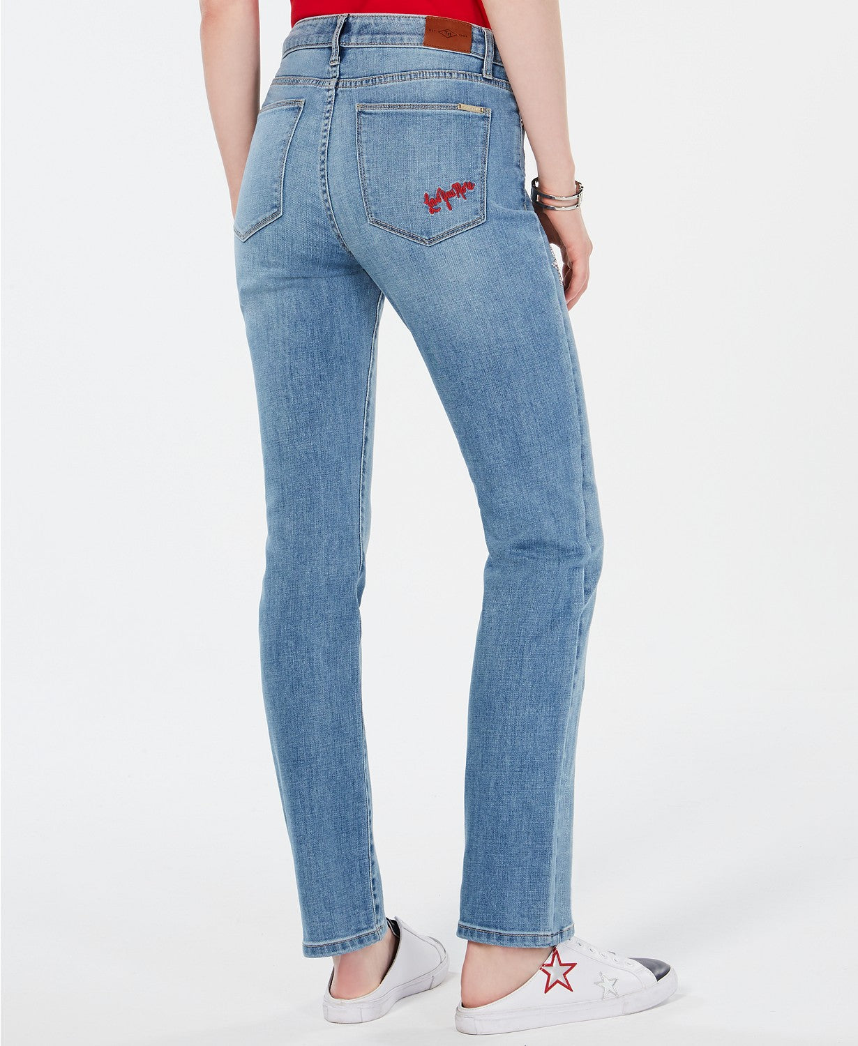 Tommy Hilfiger Womens Patch Detail Straight Leg Jeans