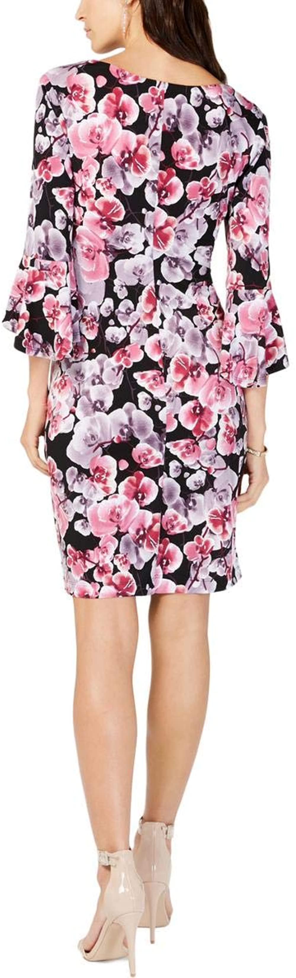Connected Apparel Womens Floral Print A Line Dress