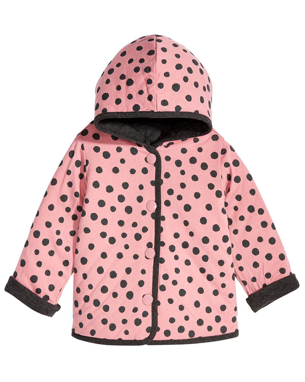 First Impressions Infant Girls Quilted Dot Print Reversible Jacket
