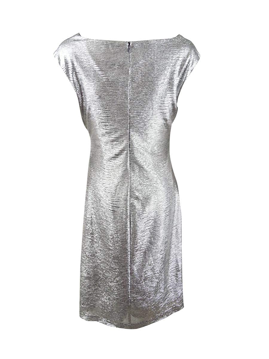 Connected Apparel Womens Metallic Cowl Neck Dress