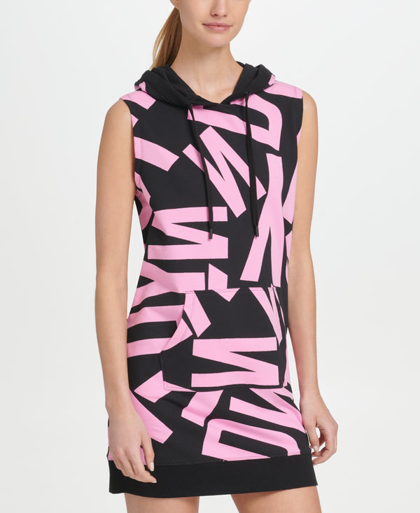 DKNY Womens Sport Logo-print Sleeveless Hoodie Dress