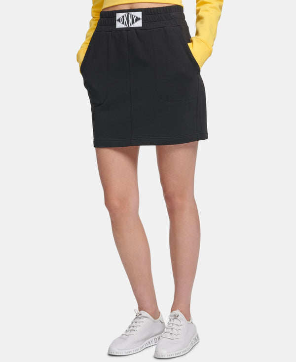 DKNY Womens Sport Logo-Patch Skirt Black Large