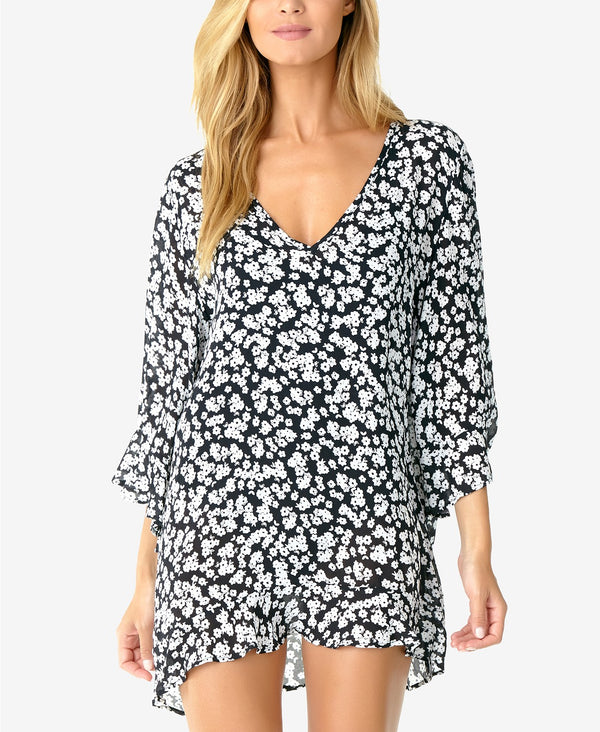 Anne Cole Womens Itsy Bitsy Printed Ruffle Cover-up