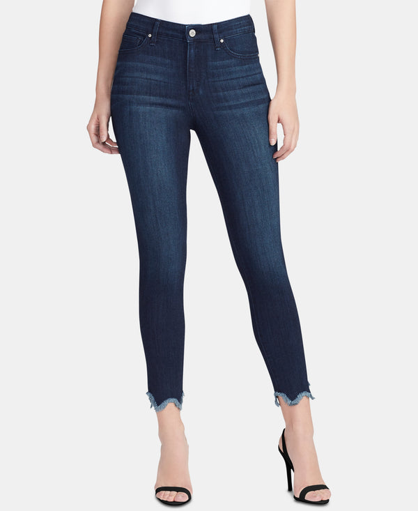 William Rast Womens Uneven Frayed-hem Jeans