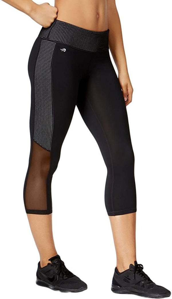 Ideology Womens Mesh Trimmed Cropped Leggings