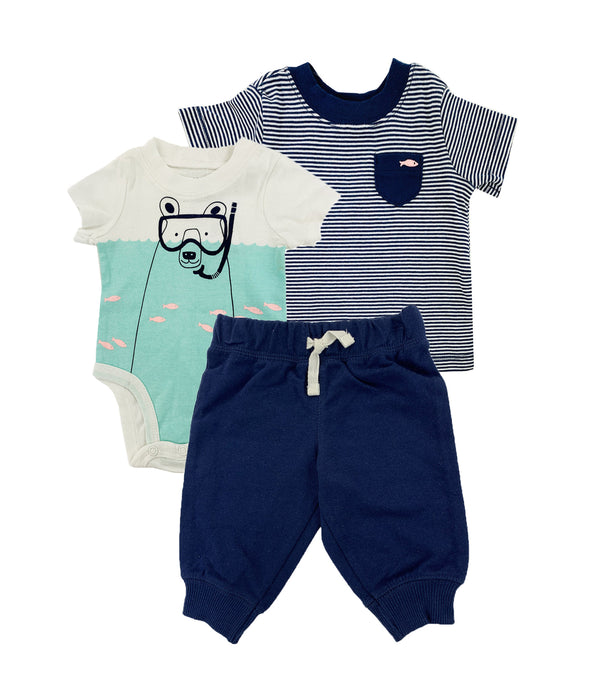 allbrand365 Designer Infant Boys Layette Set Bodysuit And Leggings 3 Piece Set