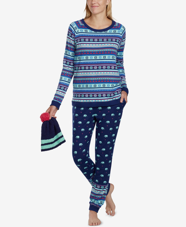 Layla Womens Mixed-Print Knit Pajama Top
