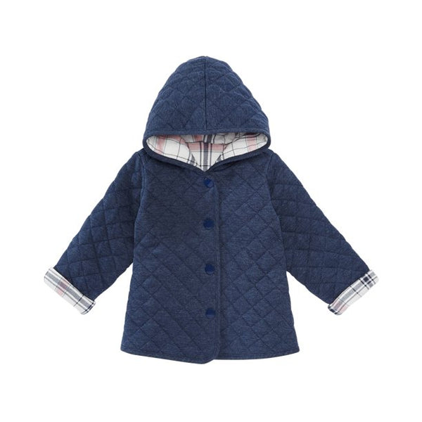 First Impressions Toddler Girls Quilted Plaid Reversible Jacket,Angle White,3-6 Months