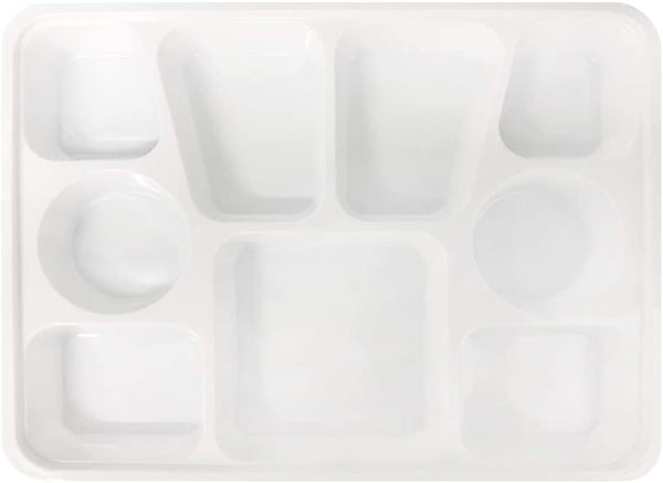 Clubgarga Disposable Plastic Plates Heavy Duty 9 Compartment Rectanguar White Coloured Reusable Plate Made Of Premium Quality Food Grade Plastic