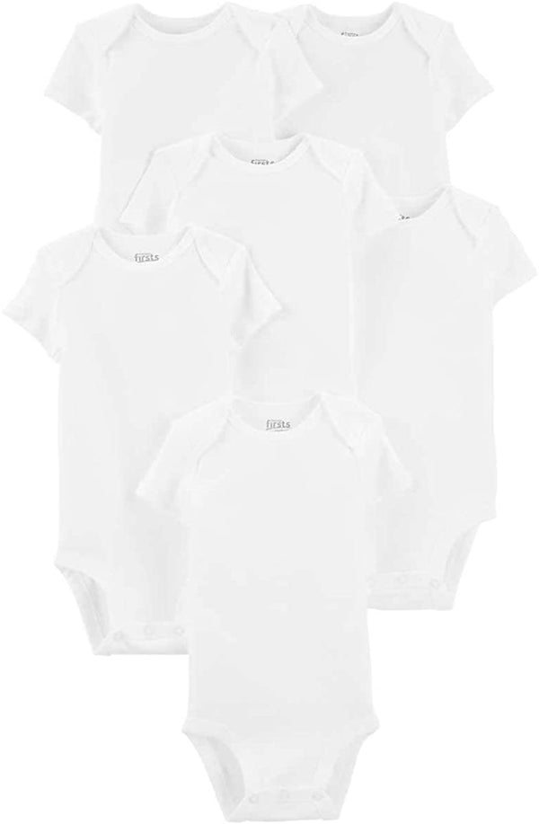 allbrand365 Designer Unisex Baby Short Sleeves Bodysuits 6 Piece Set BD56218-WHITE