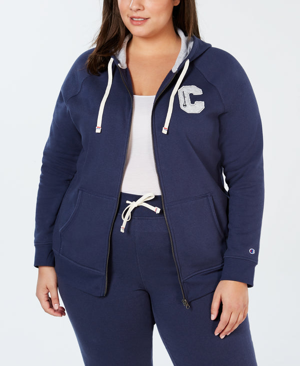 Champion Womens Plus Size Heritage Logo Full zip Athletic Jacket