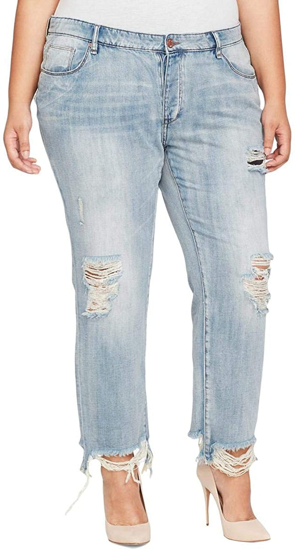 William Rast Womens Plus Size Cotton Distressed Jeans
