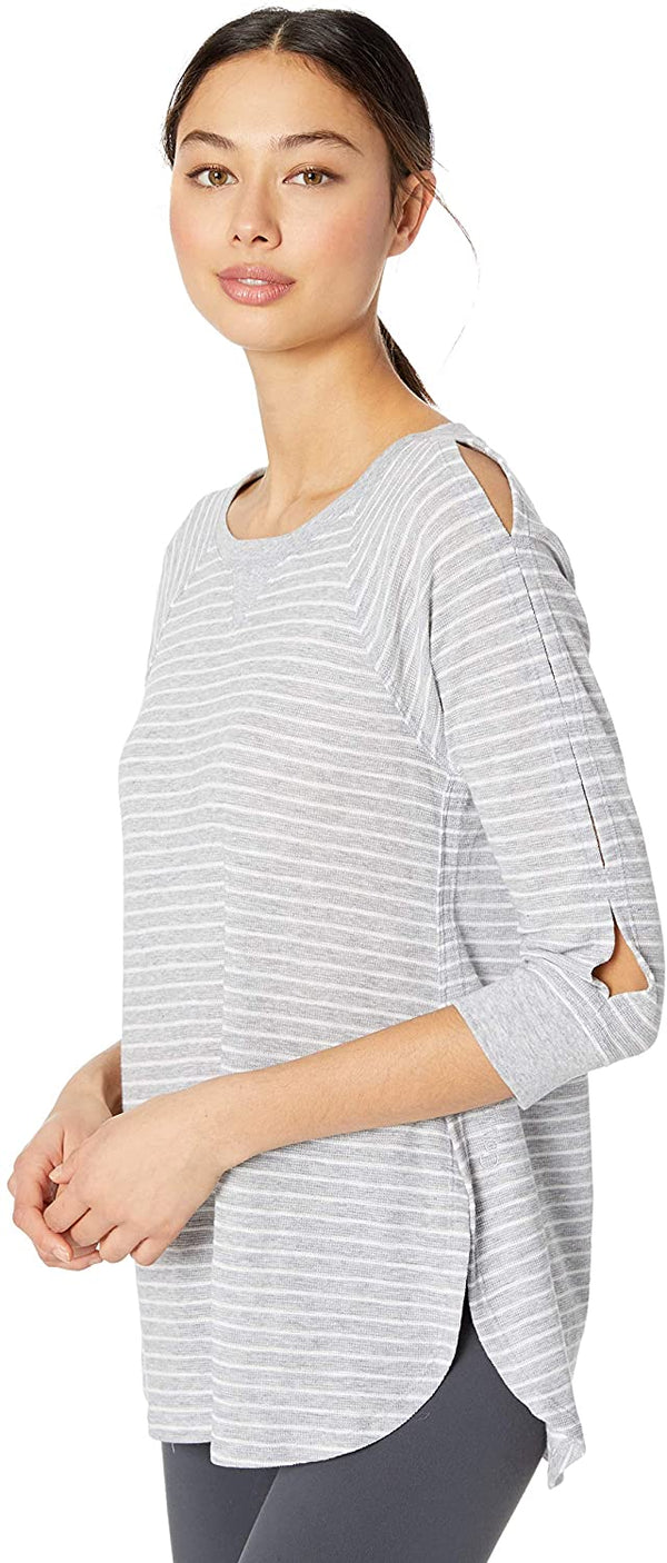 Calvin Klein Womens Westside Stripe Curved Hem Pullover