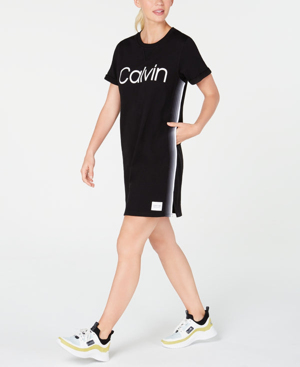 Calvin Klein Womens Logo Ombré-stripe Sneaker Dress PF9D8128-BLK