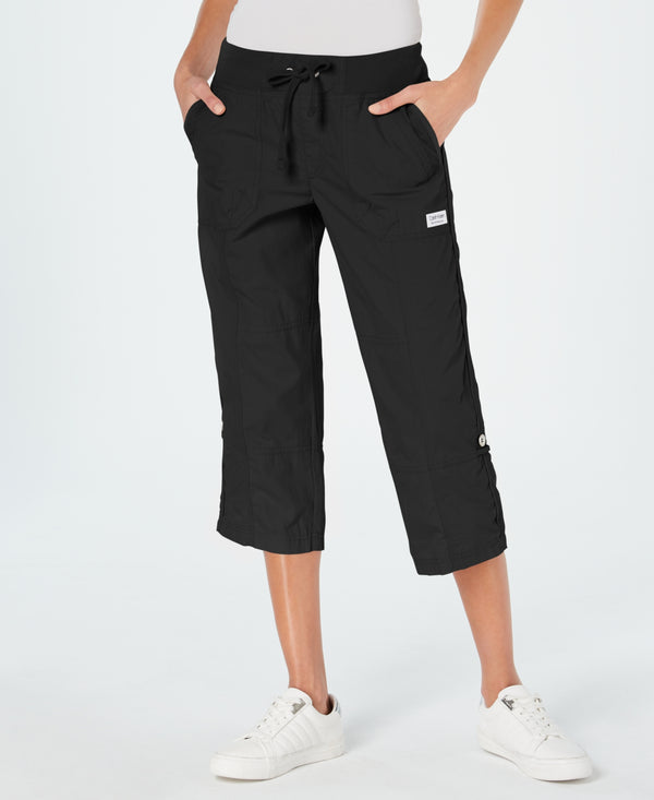 Calvin Klein Womens Drawstring Cargo Pants Black S