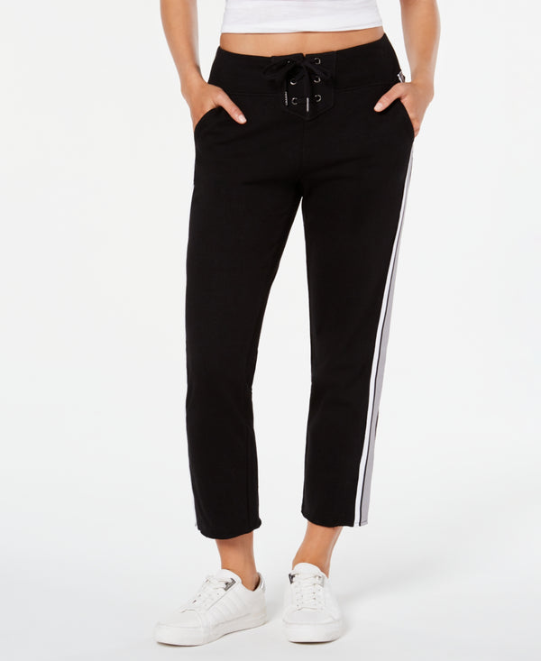 Calvin Klein Womens Lace up Striped Sweatpants