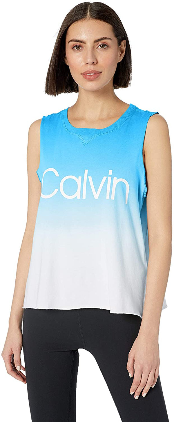 Calvin Klein Womens Dip dyed Ombre Sleeveless T-Shirt