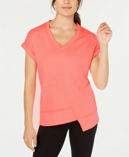 Calvin Klein Womens V-neck Fitness Asymmetrical Pullover T-shirt PF9T2257-ALZ