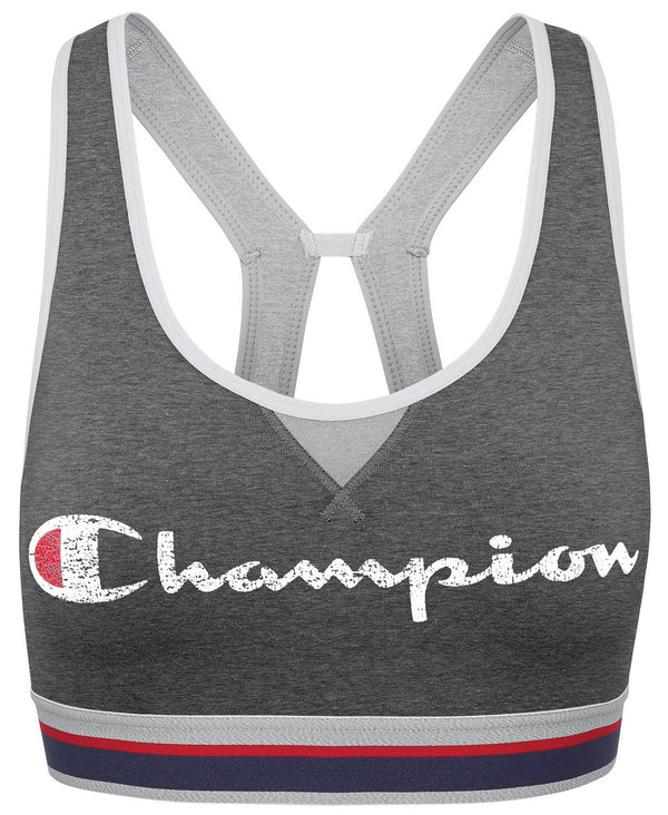 Champion Womens Authentic Logo Print Cutout Racerback Sports Bra
