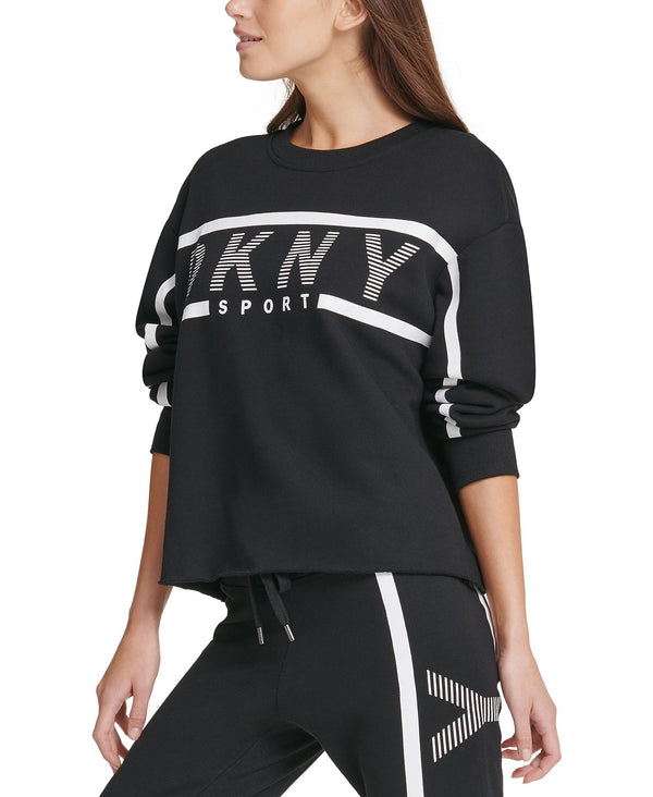 DKNY Womens Sport Exploded Logo Sweatshirt Black Medium