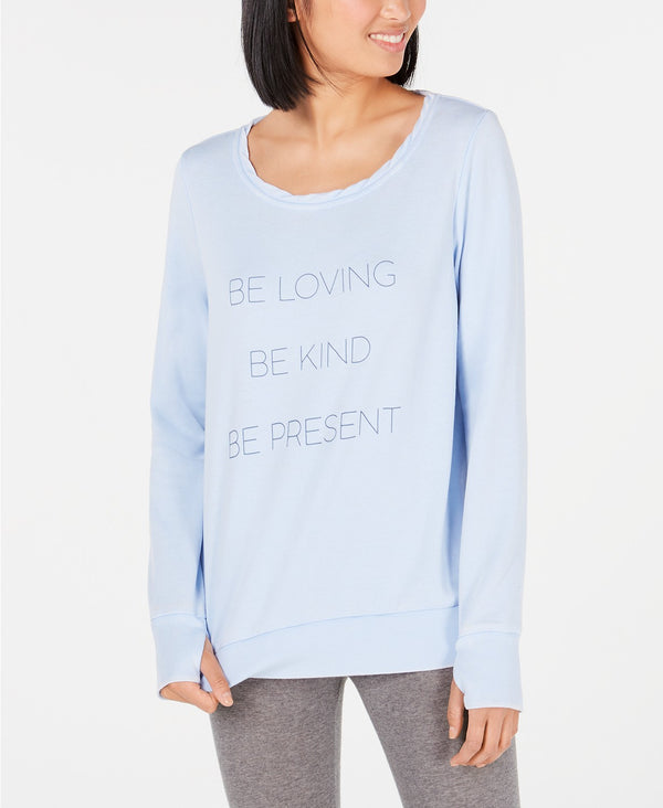 Ideology Womens Graphic Long-sleeve Pullover 100068140MS-FLUTTER BLUE